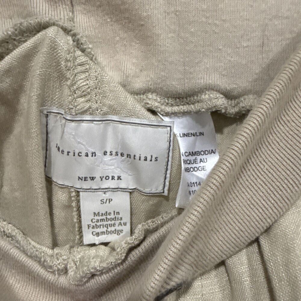 Women’s Vintage American Essentials Luxury Tan Drawstring Pull On Pants Sz Small - Picture 5 of 8